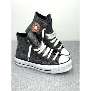 Converse All Star Womens Glitter Sneakers Size 7.5 Black & Copper High Top